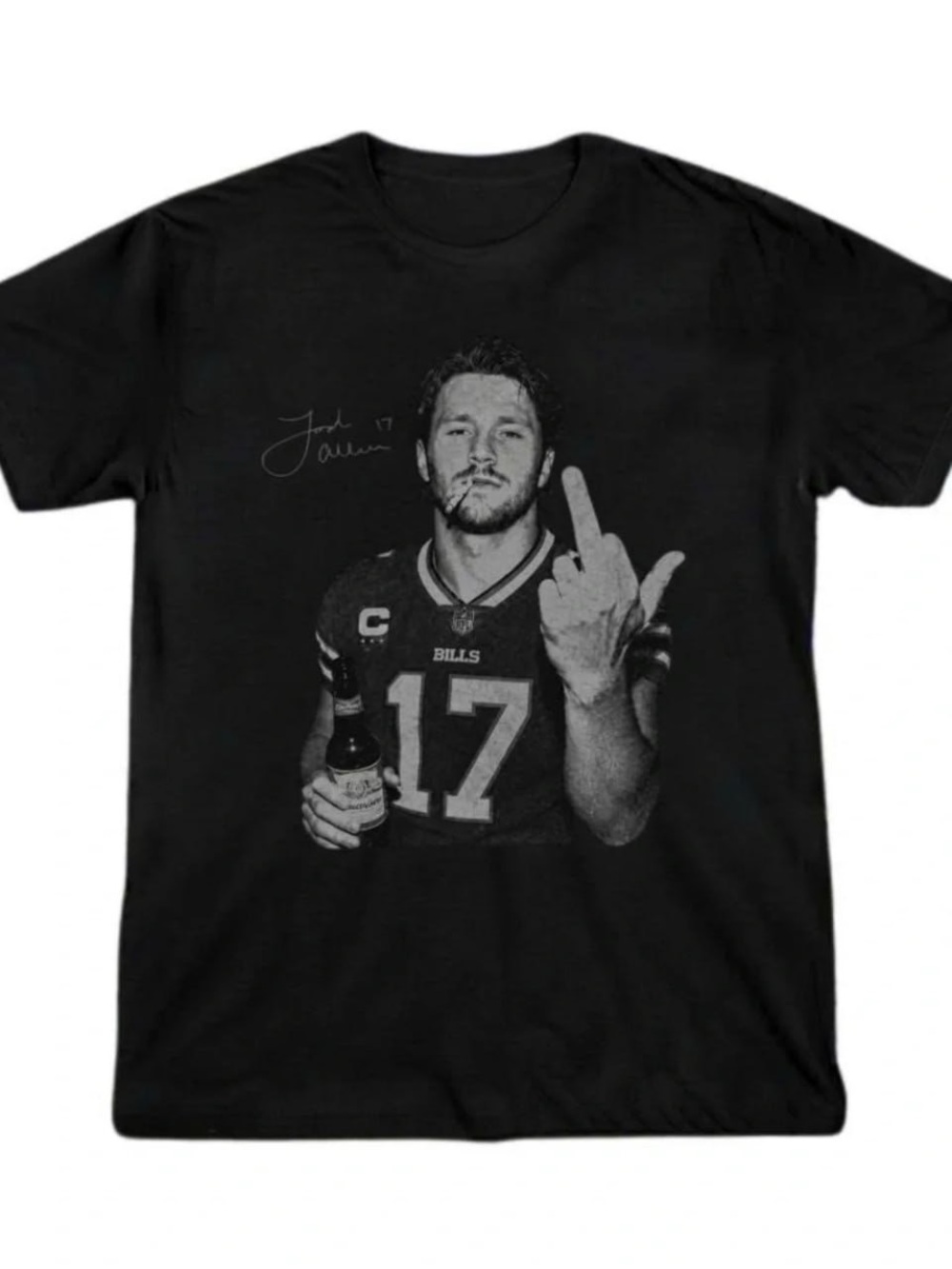 Black Short Sleeve Graphic Tee with Monochrome Athlete Print
